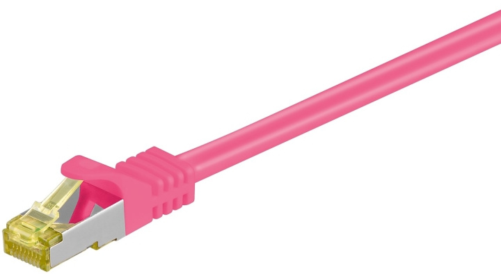 Goobay RJ45 netværkskabel S/FTP (PiMF), 500 MHz, med CAT 7 råkabel, magenta, 7,5 m LSZH halogenfri kabelkappe, kobber, RJ45-hanstik (CAT 6A) i gruppen COMPUTERTILBEHØR / Kabler og adaptere / Netværkskabler / Cat7 hos TP E-commerce Nordic AB (C39509)