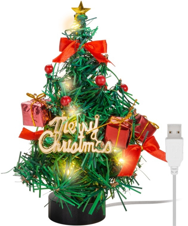 Goobay LED-mini-juletræ med juledekoration, 15 mikro-LED\'er i varm hvid (2700 K) og 75 cm USB-kabel, højde ca. 22 cm i gruppen HJEMMEELEKTRONIK / Lys / Julebelysning hos TP E-commerce Nordic AB (C40161)