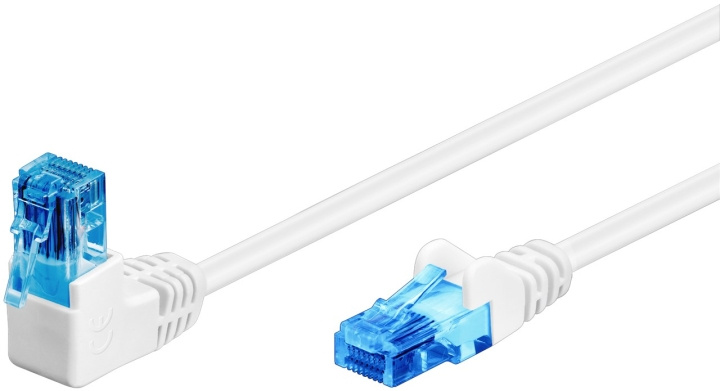 Goobay Netværkskabel CAT 6A vinklet 1x 90°, U/UTP, hvid kobberbeklædt aluminiumleder (CCA), snaplås på toppen, 2 m i gruppen COMPUTERTILBEHØR / Kabler og adaptere / Netværkskabler / Cat6 hos TP E-commerce Nordic AB (C42769)