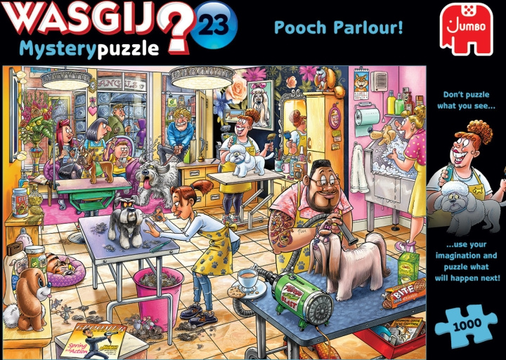 Wasgij Mystery 23 Pooch Parlor Mystery Pussel 1000 bitar i gruppen LEGETØJ, BØRN & BABY / Legetøj / Puslespil hos TP E-commerce Nordic AB (C46865)