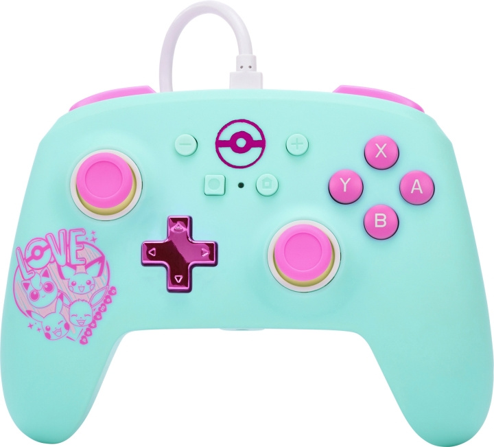 PowerA Enhanced Wired Controller, Pokémon: Sweet Friends, Switch i gruppen HJEMMEELEKTRONIK / Spilkonsoller og tilbehør / Nintendo Switch / Tilbehør hos TP E-commerce Nordic AB (C47308)