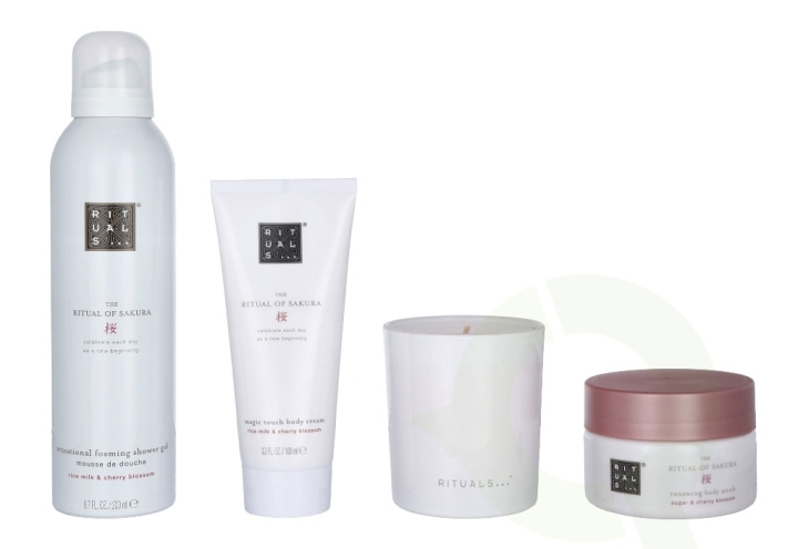 Rituals Sakura Set 565 ml Body Cream 100ml/Body Scrub 125gr/Foaming Shower Gel 200ml/Candle 140gr i gruppen SKØNHED & HELSE / Gaveæske / Gaveæske til hende hos TP E-commerce Nordic AB (C47449)