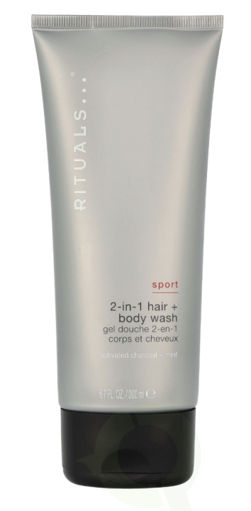 Rituals Sport 2-1 Hair + Body Wash 200 ml Activated Charcoal + Mint i gruppen SKØNHED & HELSE / Hudpleje / Kropspleje / Bad & brusecreme hos TP E-commerce Nordic AB (C47601)