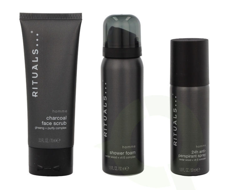 Rituals Homme Trial Set 170 ml 24H Anti-Perspirant Spray 50ml/Charcoal Face Scrub 70ml/Shower Foam 50ml i gruppen SKØNHED & HELSE / Gaveæske / Gaveæske til ham hos TP E-commerce Nordic AB (C47634)