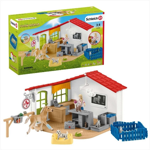 Schleich Farm World 42502 - Veterinärklinik med husdjur i gruppen LEGETØJ, BØRN & BABY / Legetøj / Figurer, miniaturer og tilbehør hos TP E-commerce Nordic AB (C47801)