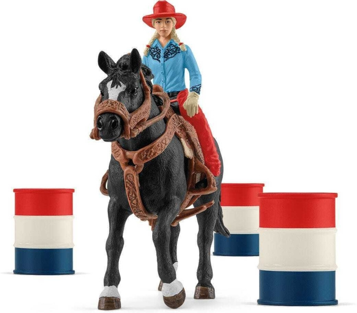 Schleich Farm World 42576 Cowgirl barrel racing i gruppen LEGETØJ, BØRN & BABY / Legetøj / Figurer, miniaturer og tilbehør hos TP E-commerce Nordic AB (C47847)