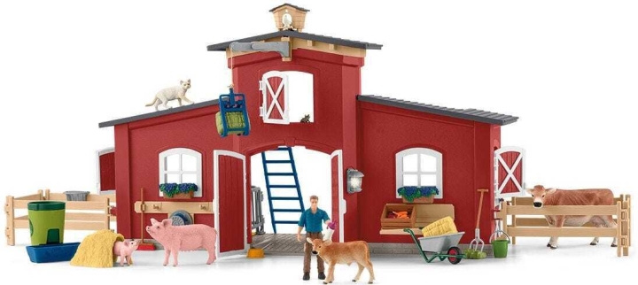 Schleich Farm World 42606 - Stor lada med djur och tillbehör i gruppen LEGETØJ, BØRN & BABY / Legetøj / Figurer, miniaturer og tilbehør hos TP E-commerce Nordic AB (C47884)