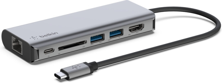 Belkin USB-C 6 in 1 Multi-Port Gigabit Ethernet - adapter i gruppen COMPUTERTILBEHØR / Bærbare computere og tilbehør / Docking stationer hos TP E-commerce Nordic AB (C57702)