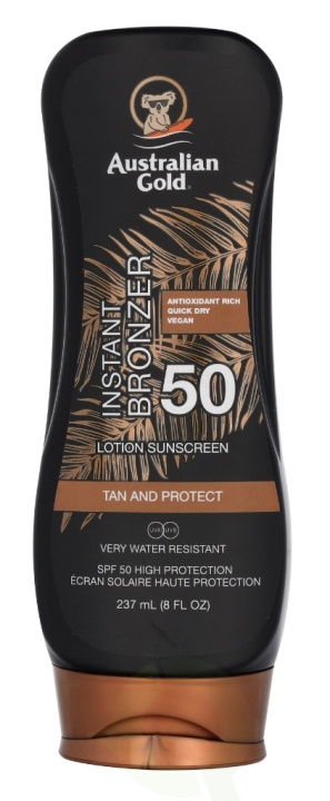 Australian Gold Instant Bronzer Lotion Sunscreen SPF50 237 ml i gruppen SKØNHED & HELSE / Hudpleje / Tanning / Solbeskyttelse hos TP E-commerce Nordic AB (C64355)