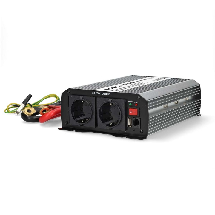 Nedis Power Inverter Modificeret sinus | Indgangsspænding: 12 V DC | Enhedens strømudgangsforbindelse: Type F (CEE 7/3) / USB-A | 230 V AC 50 Hz | 1000 W | Peak-effekt: 2000 W | Skrueterminal | Sølv i gruppen HJEM, HUS & HAVE / Elektricitet & Belysning / Transformere hos TP E-commerce Nordic AB (C64454)