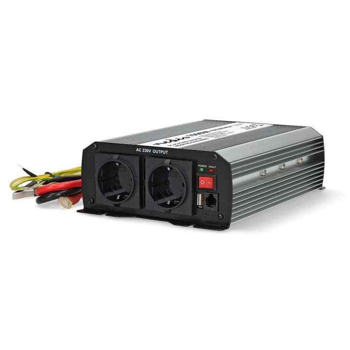 Nedis Power Inverter Modificeret sinus | Indgangsspænding: 24 V DC | Enhedens strømudgangsforbindelse: Type F (CEE 7/3) / USB-A | 230 V AC 50 Hz | 1000 W | Peak-effekt: 2000 W | Skrueterminal | Sølv i gruppen HJEM, HUS & HAVE / Elektricitet & Belysning / Transformere hos TP E-commerce Nordic AB (C64455)