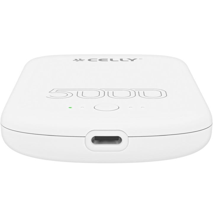 Celly MAGPB5000PRO PowerBank 10W MagSafe Trådlös laddning 5000mAh Vit i gruppen SMARTPHONES & TABLETS / Opladere og kabler / Powerbanks hos TP E-commerce Nordic AB (C65981)