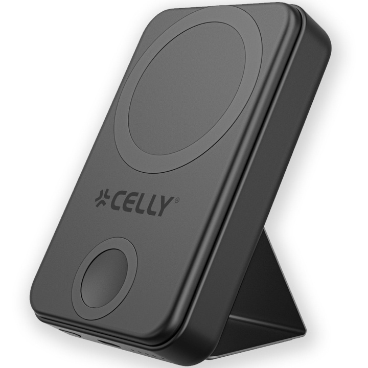 Celly MAGPBW10000 PowerBank 10W/2,5W MagSafe Trådlös laddning integrerat ställ i gruppen SMARTPHONES & TABLETS / Opladere og kabler / Powerbanks hos TP E-commerce Nordic AB (C65982)