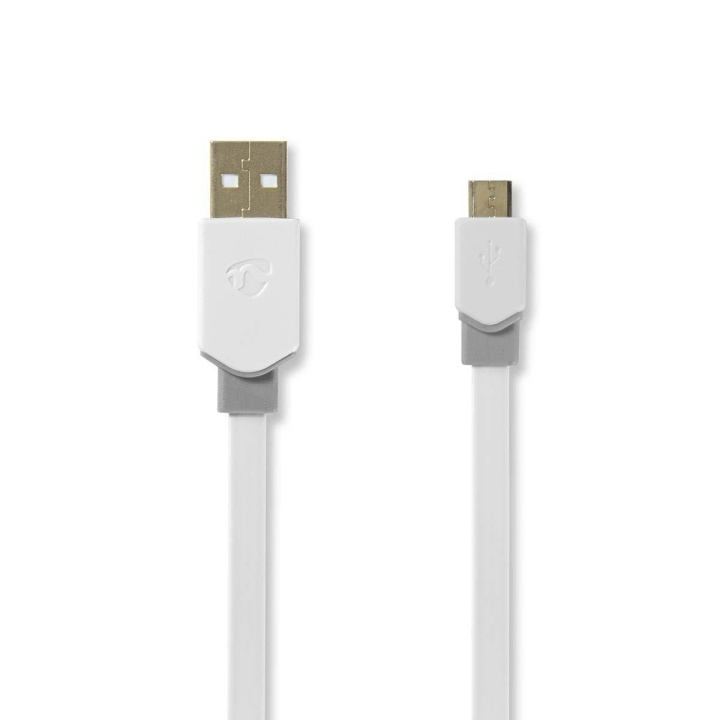 Nedis USB-kabel | USB 2.0 | USB-A Han | USB Micro-B han | 480 Mbps | Guldplateret | 1.00 m | Fladt | PVC | Hvid | Plastikpose i gruppen SMARTPHONES & TABLETS / Opladere og kabler / Kabler / Kabler microUSB hos TP E-commerce Nordic AB (C66056)