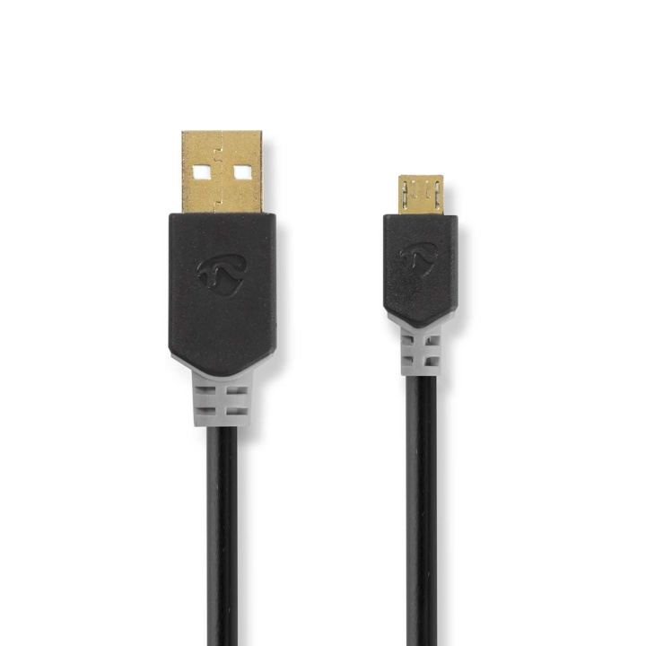 Nedis USB-kabel | USB 2.0 | USB-A Han | USB Micro-B han | 480 Mbps | Guldplateret | 1.00 m | Runde | PVC | Antracit | Box i gruppen SMARTPHONES & TABLETS / Opladere og kabler / Kabler / Kabler microUSB hos TP E-commerce Nordic AB (C66062)