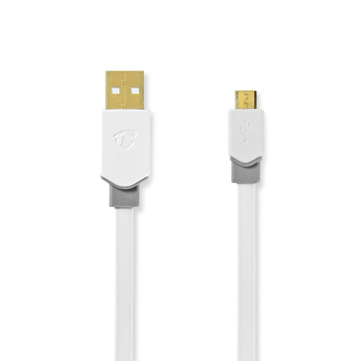 Nedis USB-kabel | USB 2.0 | USB-A Han | USB Micro-B han | 480 Mbps | Guldplateret | 1.00 m | Fladt | PVC | Hvid | Window Box i gruppen SMARTPHONES & TABLETS / Opladere og kabler / Kabler / Kabler microUSB hos TP E-commerce Nordic AB (C66064)