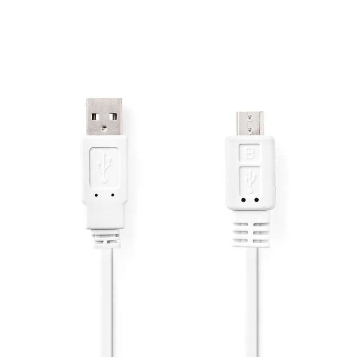 Nedis USB-kabel | USB 2.0 | USB-A Han | USB Micro-B han | 480 Mbps | Nikkelplateret | 1.00 m | Fladt | PVC | Hvid | Konvolut i gruppen SMARTPHONES & TABLETS / Opladere og kabler / Kabler / Kabler microUSB hos TP E-commerce Nordic AB (C66155)