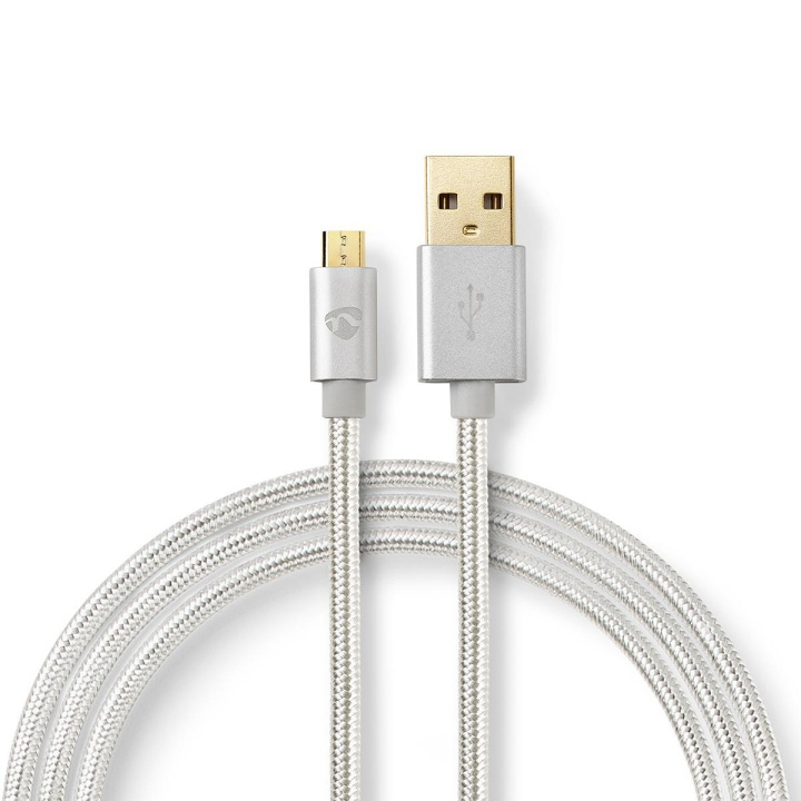 Nedis USB-kabel | USB 2.0 | USB-A Han | USB Micro-B han | 10 W | 480 Mbps | Guldplateret | 3.00 m | Runde | Flettet / Nylon | Aluminium | Cover Window Box i gruppen COMPUTERTILBEHØR / Kabler og adaptere / USB / Micro-USB / Kabler hos TP E-commerce Nordic AB (C66173)