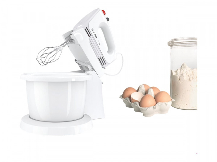 Bosch CleverMixx MFQ2600W Mixer Turbofunktion Hvid/rød i gruppen HJEM, HUS & HAVE / Husholdningsapparater / Foodprocessor og køkkenassistenter / Mixer & Blender hos TP E-commerce Nordic AB (C66522)