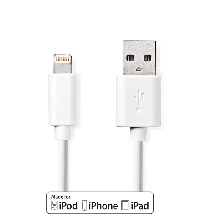 Nedis Lightning Kabel | USB 2.0 | Apple Lightning 8-pin | USB-A Han | 480 Mbps | Nikkelplateret | 3.00 m | Runde | PVC | Hvid | Label i gruppen SMARTPHONES & TABLETS / Opladere og kabler / Kabler / Kabler Lightning hos TP E-commerce Nordic AB (C66690)