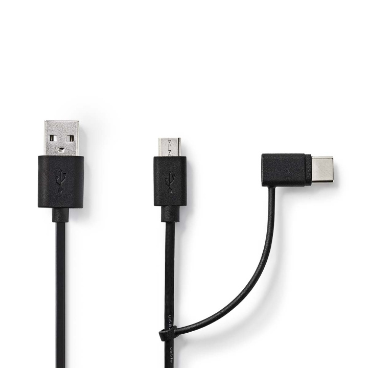 Nedis 2 i 1 kabel | USB 2.0 | USB-A Han | USB Micro-B han / USB-C™ Han | 480 Mbps | 1.00 m | Nikkelplateret | Runde | PVC | Sort | Label i gruppen COMPUTERTILBEHØR / Kabler og adaptere / USB / Micro-USB hos TP E-commerce Nordic AB (C66716)