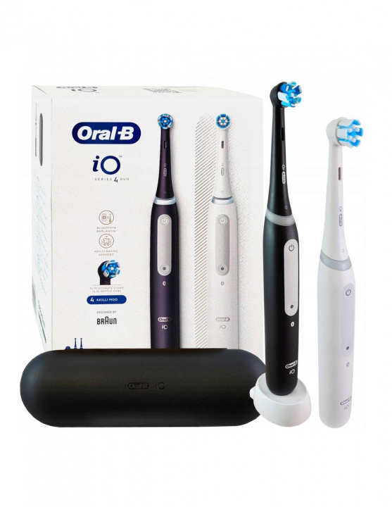 Oral B magnetisk tandbørste iO Series 4 Duo 2 stk. mat sort/halvhvid i gruppen SKØNHED & HELSE / Oral pleje / Elektriske tandbørster hos TP E-commerce Nordic AB (C66951)