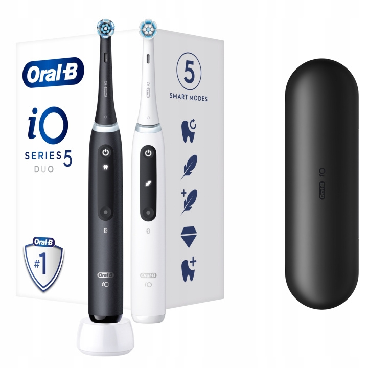 Oral B iO Series 5 Duo Pack Sort+Hvid elektrisk tandbørste i gruppen SKØNHED & HELSE / Oral pleje / Elektriske tandbørster hos TP E-commerce Nordic AB (C66952)