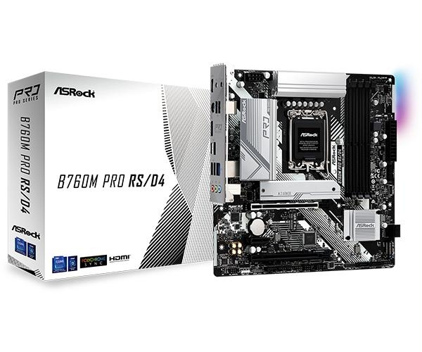 ASRock B760 PRO RS, DDR4 LGA1700 mATX i gruppen COMPUTERTILBEHØR / Computerkomponenter / Bundkort hos TP E-commerce Nordic AB (C67023)