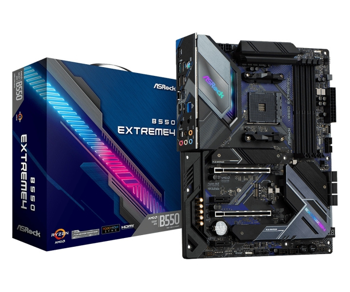 ASRock B550 Extreme4 ATX AM4 AMD B550 i gruppen COMPUTERTILBEHØR / Computerkomponenter / Bundkort hos TP E-commerce Nordic AB (C67042)