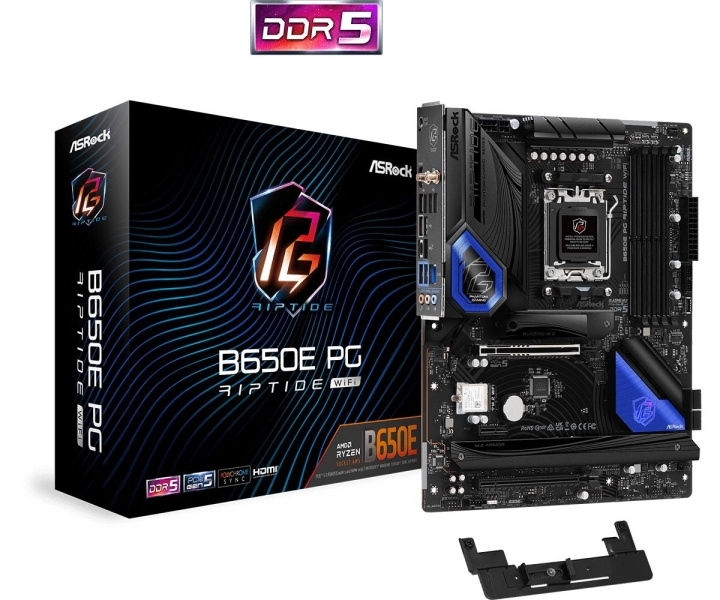 ASRock B650E PG Riptide WiFi ATX AM5 AMD B650 i gruppen COMPUTERTILBEHØR / Computerkomponenter / Bundkort hos TP E-commerce Nordic AB (C67043)