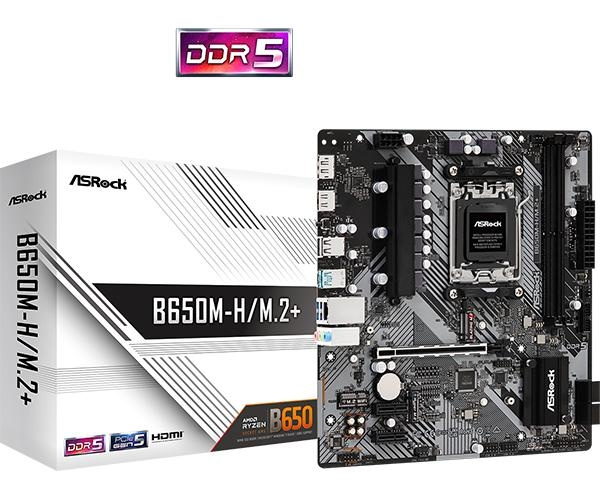 ASRock B650M-H/M.2+ Motherboard Micro ATX AM5 Socket DDR5 i gruppen COMPUTERTILBEHØR / Computerkomponenter / Bundkort hos TP E-commerce Nordic AB (C67067)