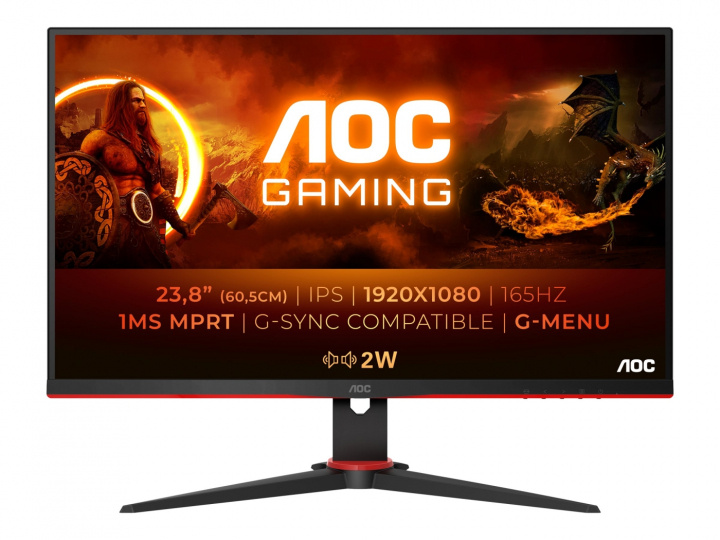 AOC Gaming 24G2SPU/BK 23.8 1920 x 1080 (Full HD) VGA (HD-15) HDMI DisplayPort 165Hz Pivot Skærm i gruppen COMPUTERTILBEHØR / Monitor / Monitorer hos TP E-commerce Nordic AB (C67077)