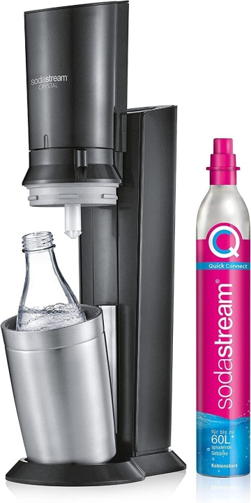 SodaStream Crystal 3.0 Sodavandsmaskine Sort inkl. glas flaske i gruppen HJEM, HUS & HAVE / Husholdningsapparater / Vand & Juice / Kulsyremaskiner / Kulsyremaskiner hos TP E-commerce Nordic AB (C67160)