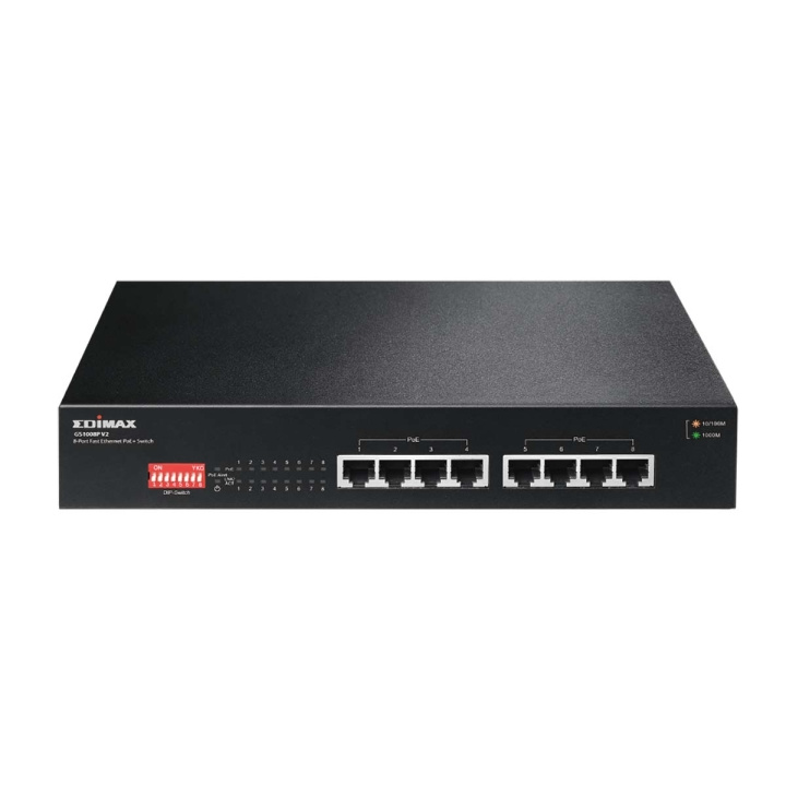 Edimax Long Range 8-Port Gigabit PoE+ Switch med DIP Switch i gruppen COMPUTERTILBEHØR / Netværk / Switches hos TP E-commerce Nordic AB (C67600)