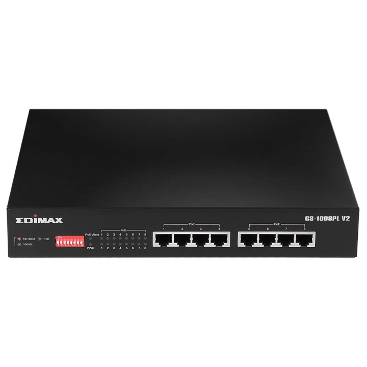 Edimax Lang rækkevidde 8-Port Gigabit Ethernet PoE+ Switch med DIP Switch i gruppen COMPUTERTILBEHØR / Netværk / Switches / 10/100/1000Mbps hos TP E-commerce Nordic AB (C67601)