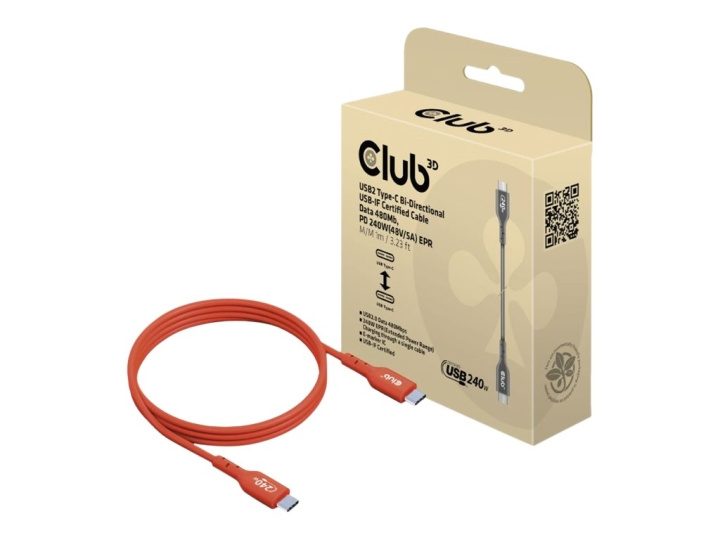 Club 3D USB 2.0 USB Type-C kabel 1m Rød i gruppen COMPUTERTILBEHØR / Kabler og adaptere / USB / USB-C hos TP E-commerce Nordic AB (C67850)