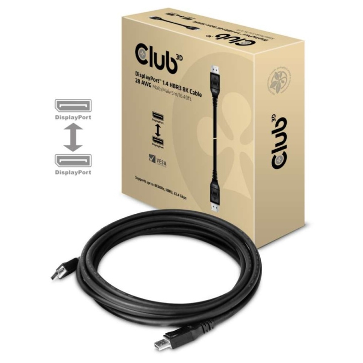 Club 3D 20 pin DisplayPort han haspet -> 20 pin DisplayPort han haspet 5 m i gruppen COMPUTERTILBEHØR / Kabler og adaptere / DisplayPort / Kabler hos TP E-commerce Nordic AB (C67892)