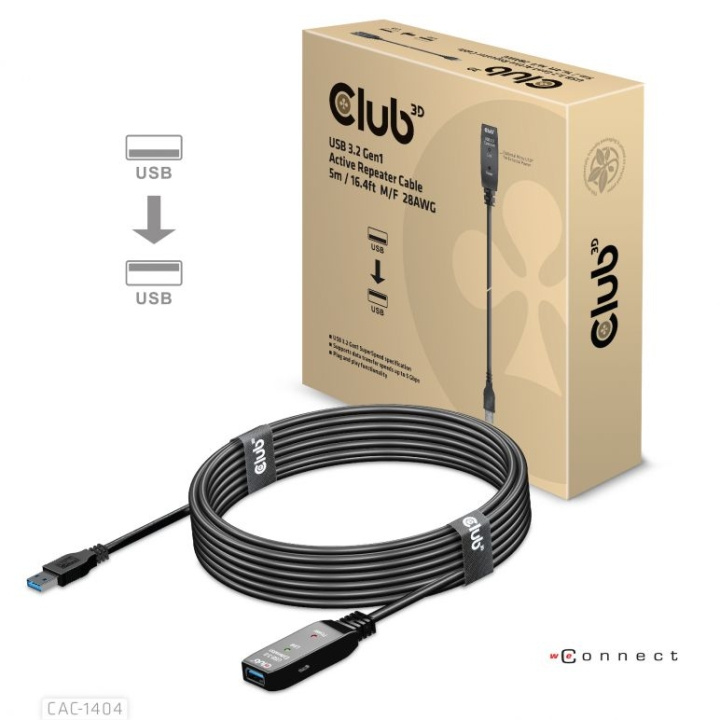 Club 3D USB 3.2 Gen1 Active Repeater Cable 5m M/F 28AWG i gruppen HJEM, HUS & HAVE / Elektricitet & Belysning / Forlængerledninger hos TP E-commerce Nordic AB (C67905)