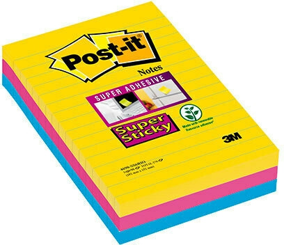 3M Post-it Super Sticky beskedklistermærke, foret, 101 x 152 mm. 3 stk i gruppen HJEM, HUS & HAVE / Kontorartikler / Papir & Blokke hos TP E-commerce Nordic AB (C68148)