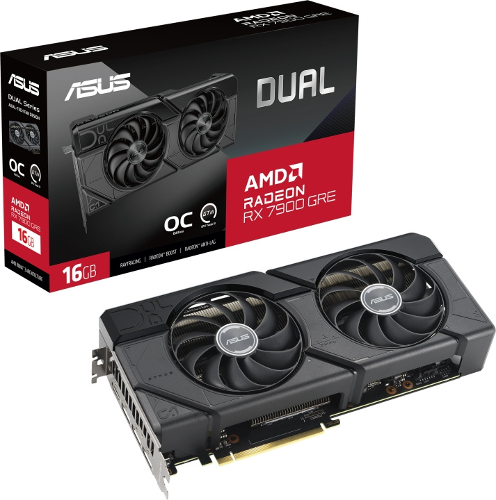 ASUS AMD Radeon DUAL-RX7900GRE-O16G grafikkort i gruppen COMPUTERTILBEHØR / Computerkomponenter / Grafikkort hos TP E-commerce Nordic AB (C68583)