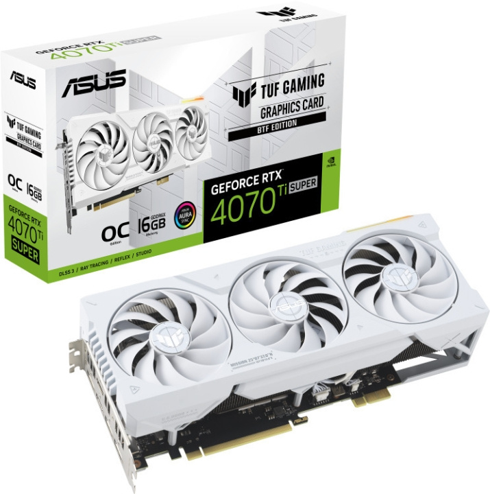 ASUS GeForce TUF-RTX4070TIS-O16G-BTF-WHITE grafikkort, hvid i gruppen COMPUTERTILBEHØR / Computerkomponenter / Grafikkort hos TP E-commerce Nordic AB (C68616)