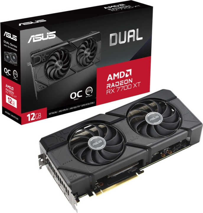 ASUS AMD Radeon DUAL-RX7700XT-O12G grafikkort i gruppen COMPUTERTILBEHØR / Computerkomponenter / Grafikkort hos TP E-commerce Nordic AB (C68620)