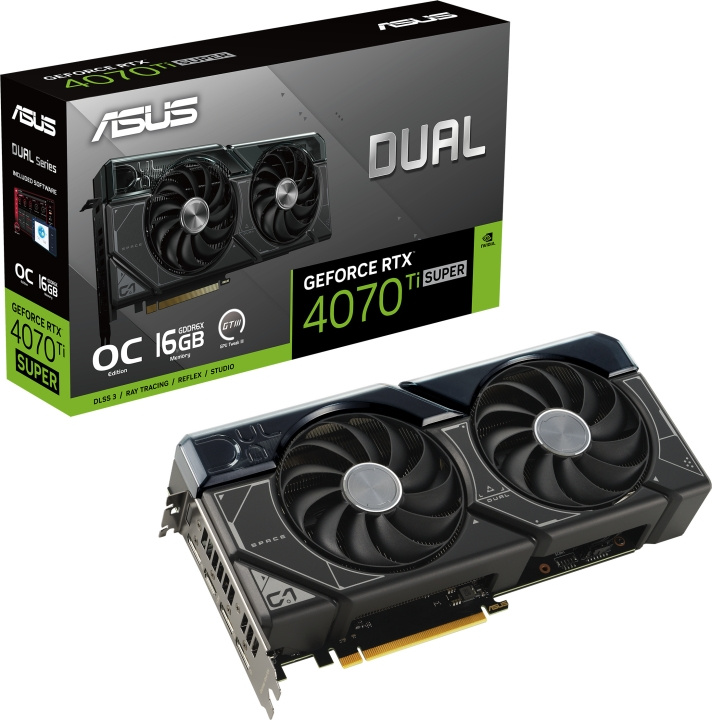 ASUS GeForce DUAL-RTX4070TIS-O16G grafikkort i gruppen COMPUTERTILBEHØR / Computerkomponenter / Grafikkort hos TP E-commerce Nordic AB (C68638)