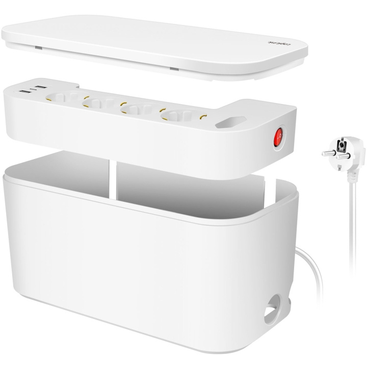 LogiLink Cable box - Kabelgömma med grenuttag + USB-A/USB-C-laddning Vit i gruppen HJEMMEELEKTRONIK / Kabler og adaptere / Kabelhåndtering hos TP E-commerce Nordic AB (C68804)