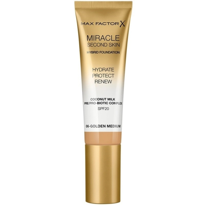 Max Factor Miracle Second Skin Foundation 06 Golden Medium i gruppen SKØNHED & HELSE / Makeup / Makeup ansigt / Foundation hos TP E-commerce Nordic AB (C69309)