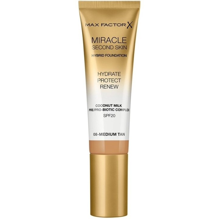 Max Factor Miracle Second Skin Foundation 08 Medium Tan i gruppen SKØNHED & HELSE / Makeup / Makeup ansigt / Foundation hos TP E-commerce Nordic AB (C69312)