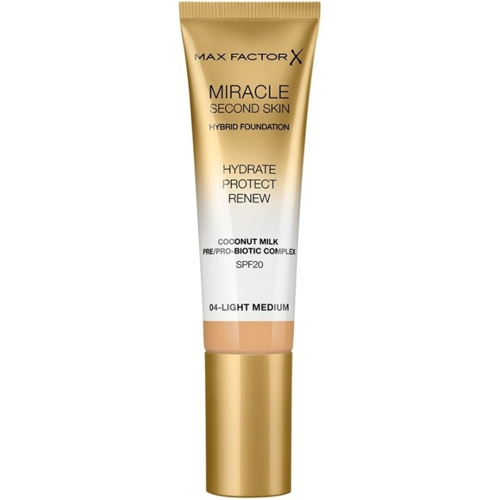 Max Factor Miracle Second Skin Foundation 04 Light Medium i gruppen SKØNHED & HELSE / Makeup / Makeup ansigt / Foundation hos TP E-commerce Nordic AB (C69317)