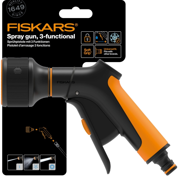 Fiskars Sprinklerpistol 3-funktion. front tr i gruppen HJEM, HUS & HAVE / Have og gårdhave / Haveværktøjer hos TP E-commerce Nordic AB (C69558)