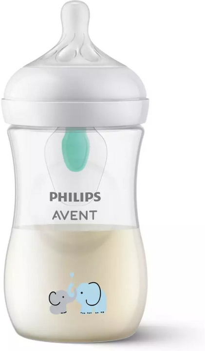 Philips Avent SCY673/81 Natural Response AirFree sutteflaske, 260 ml, elefant i gruppen LEGETØJ, BØRN & BABY / Pleje, sundhed og hygiejne / Sutter & Tandringe hos TP E-commerce Nordic AB (C69783)