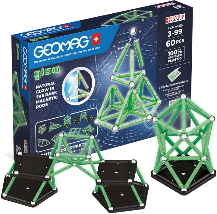 Geomag Glow Recycled magnetisk byggesæt, 60 dele i gruppen LEGETØJ, BØRN & BABY / Legetøj / Bygge legesager / Geomag hos TP E-commerce Nordic AB (C69958)